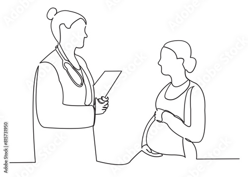 the doctor speaks with the pregnant woman