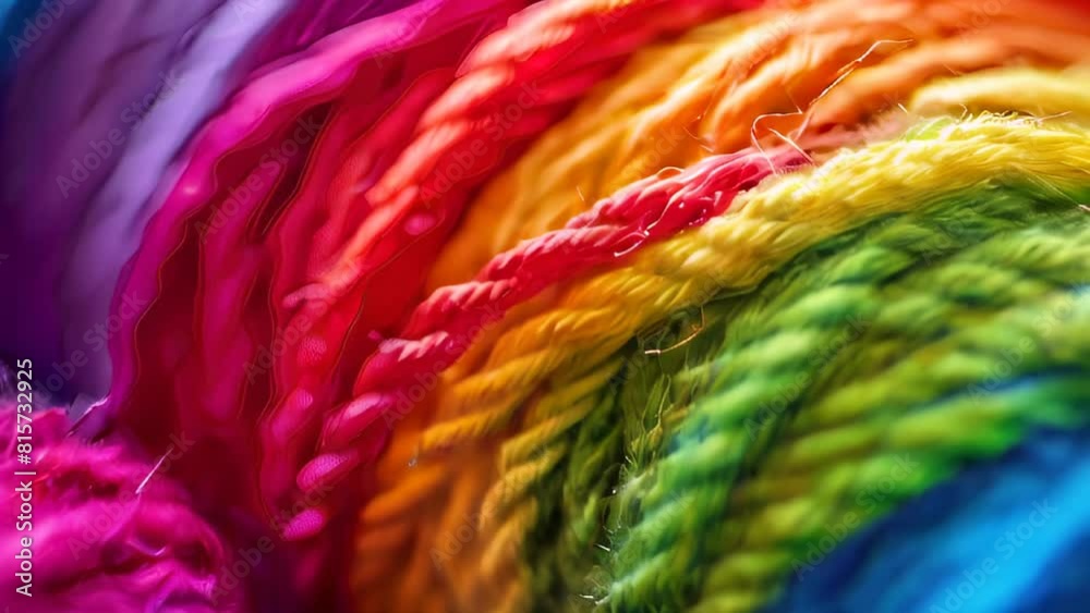 Close-up of colorful, coiled embroidery threads with soft-focus background