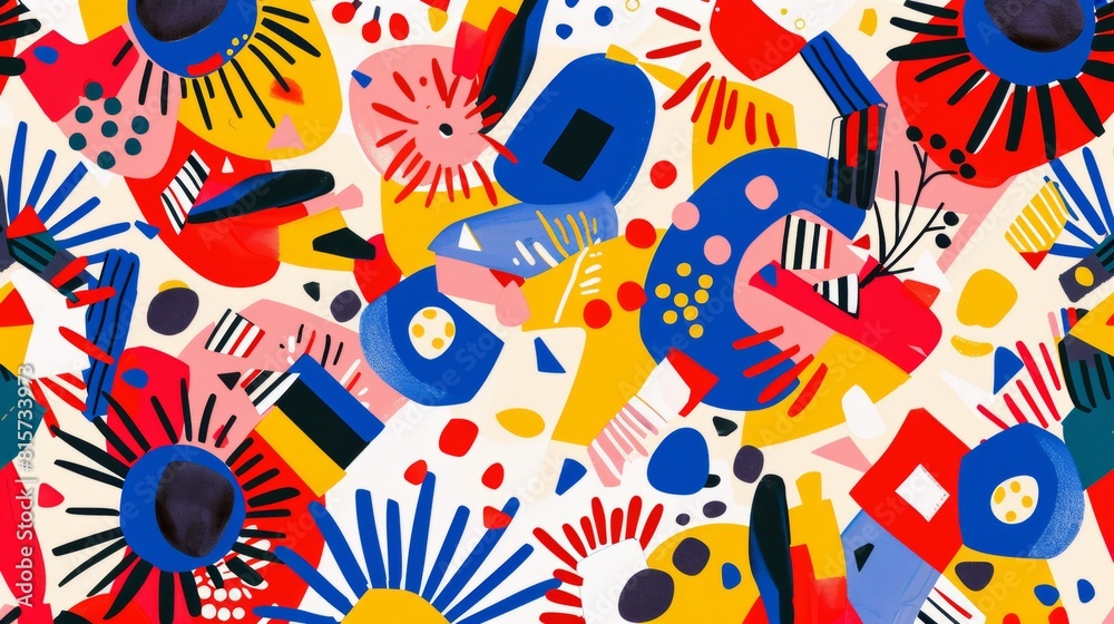 Explosive Colorful Abstract Composition with Energetic Patterns Explosive Colorful Abstract Composition with Energetic Patterns