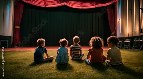 Kinder schauen sich gespannt ein Theaterstück an photo