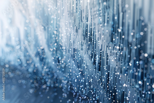 A blue background covered with numerous raindrops. Each raindrop reflects light, creating a glistening effect
