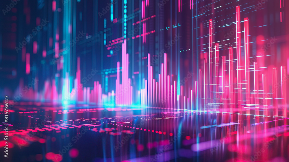 Abstract futuristic stock chart pink dark background. Abstract futuristic stock chart pink dark background.