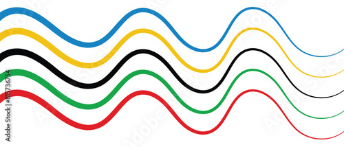 Abstract colorful wave background with Olympics lines colors isolated with white background. eps 10