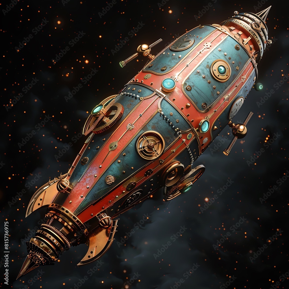 A fantasy-themed rocket with a design inspired by steampunk elements ...