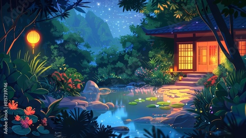 A beautiful night in the Japanese garden © Kanin