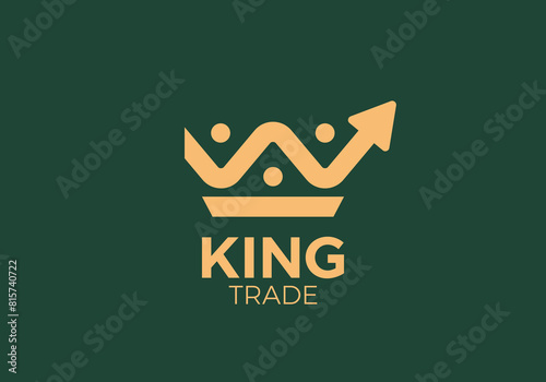 crown with arrow chart logo. king finance symbol vector design