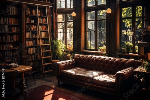 Old-fashioned Bookstore with Rustic Charm and a Comfortable Reading Nook © aicandy