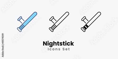 Nightstick Icons thin line and glyph vector icon stock illustration