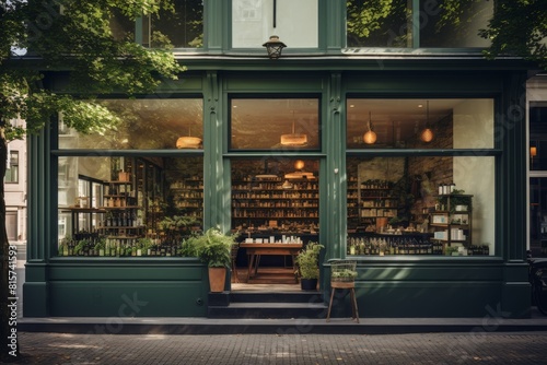 Vintage building housing a boutique organic cosmetics store with a focus on sustainable beauty products