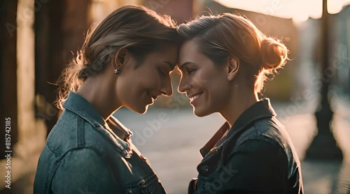 Lesbisches Pärchen zeigt sich innig photo
