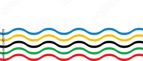 Abstract colorful wave background with Olympics lines colors isolated with white background. eps 10