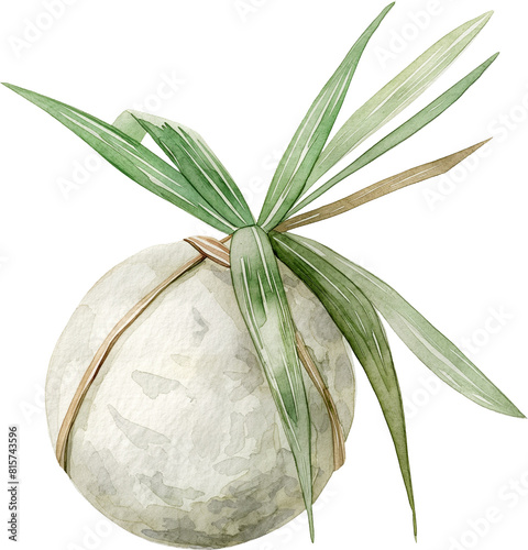 One Tsukimi dango with a piece of reed grass wrapped around it, symbolizing unity with nature photo