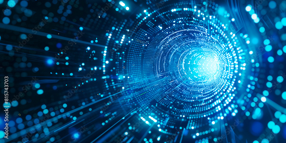 Fondo Tecnológico Futurista Azul: Transferencia de Datos de Alta Velocidad con Líneas y Círculos Digitales - Banner Web Renderizado en 3D Fondo Tecnológico Futurista Azul: Transferencia de Datos de Alta Velocidad con Líneas y Círculos Digitales - Banner Web Renderizado en 3D