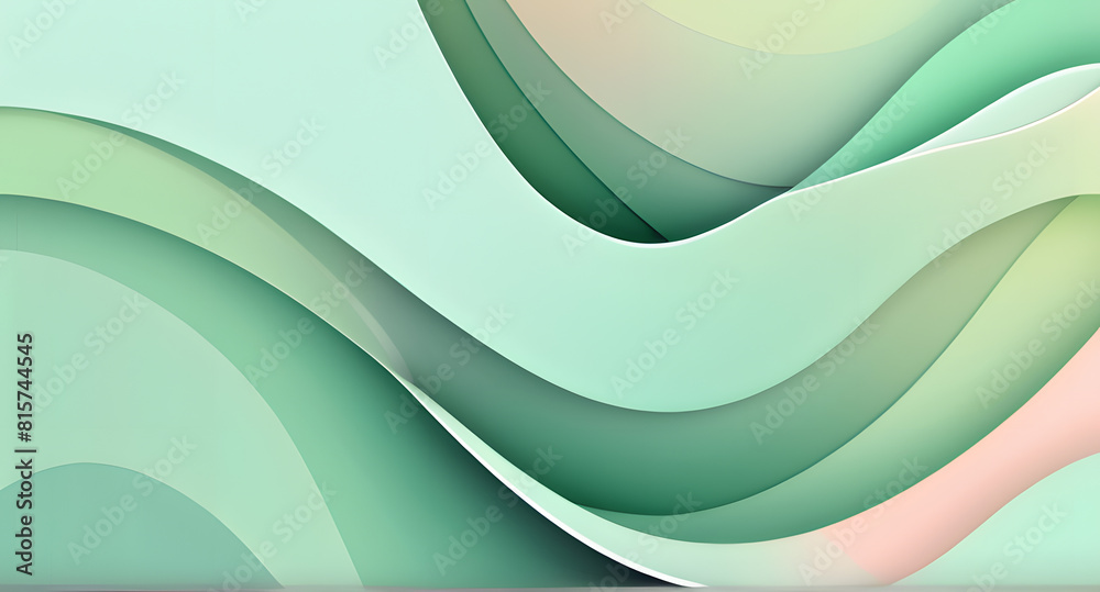 Fototapeta premium Light green wallpaper, wavy abstract background