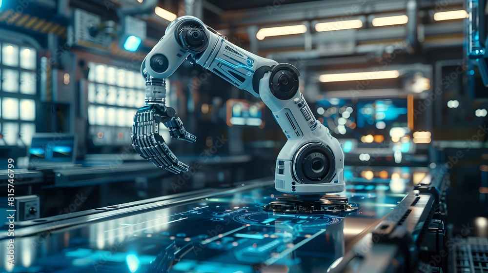 Minimalist Robotic Workshop with Intricate Mechanical Assemblies and Gleaming Metal Components Minimalist Robotic Workshop with Intricate Mechanical Assemblies and Gleaming Metal Components