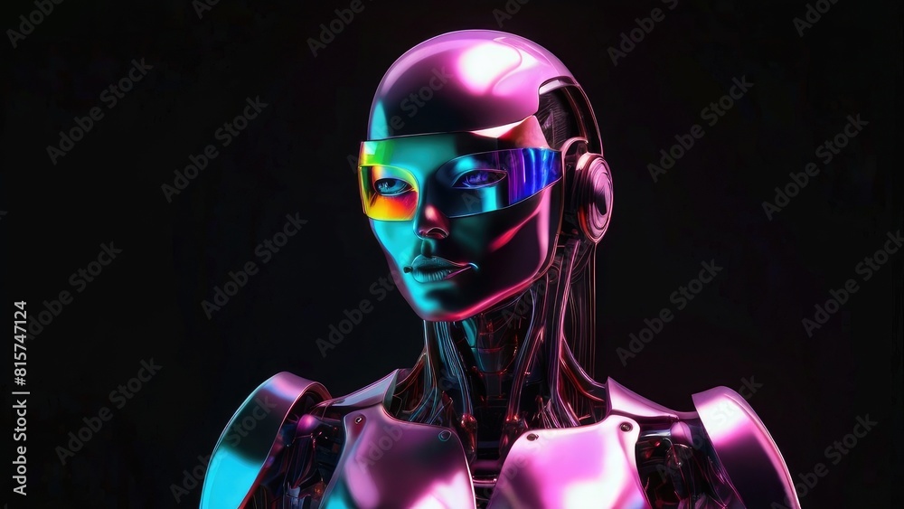 Humanoid robot with metaverse technology concept.Augmented reality, science, future technology, robots and people concept. VR Humanoid robot with metaverse technology concept.Augmented reality, science, future technology, robots and people concept. VR