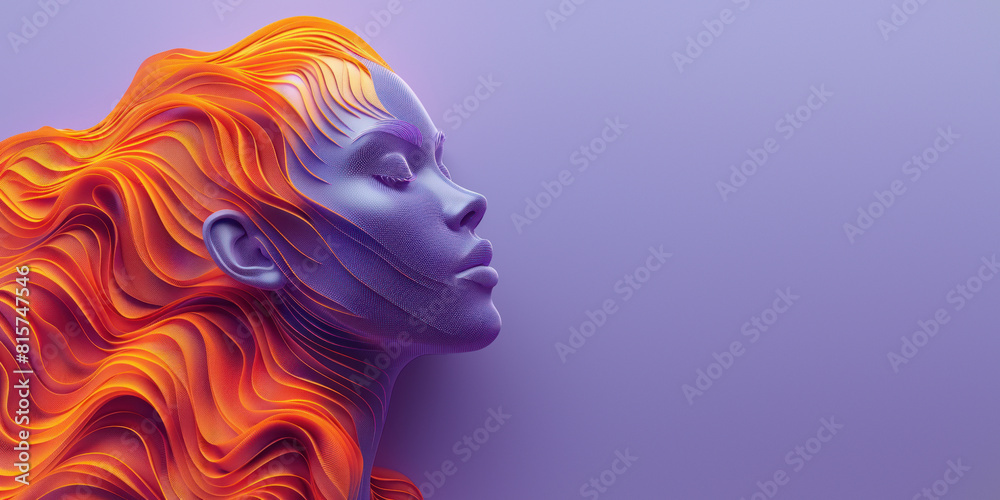 Vibrant digital artwork of a contemplative woman Vibrant digital artwork of a contemplative woman