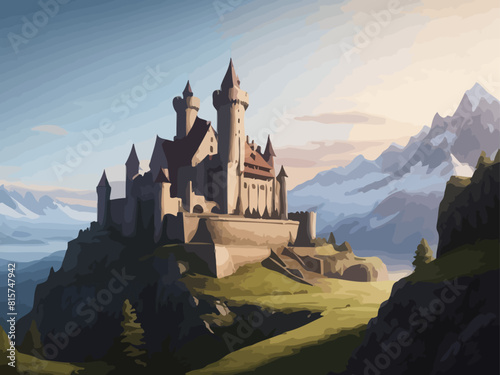 medieval castle background illustration