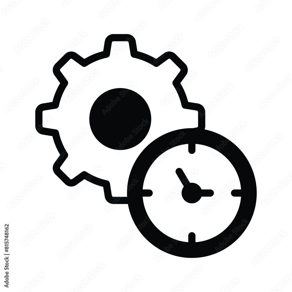 Clock with gear showing concept vector of time management, high quality graphics Clock with gear showing concept vector of time management, high quality graphics