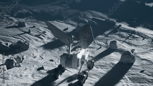 Planetary Rover Charging Batteries While At Night The Mission Mars Exploration Planetary Rover Charging Batteries While Exploring A Planet At Night Solar Power Robot Stops In The Terrain