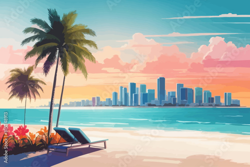 the most beatiful Miami illustration background