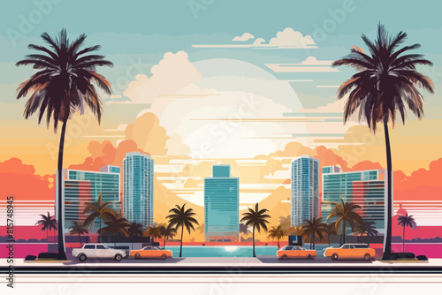 the most beatiful Miami illustration background