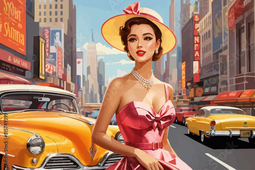 New York City 50s background illustration