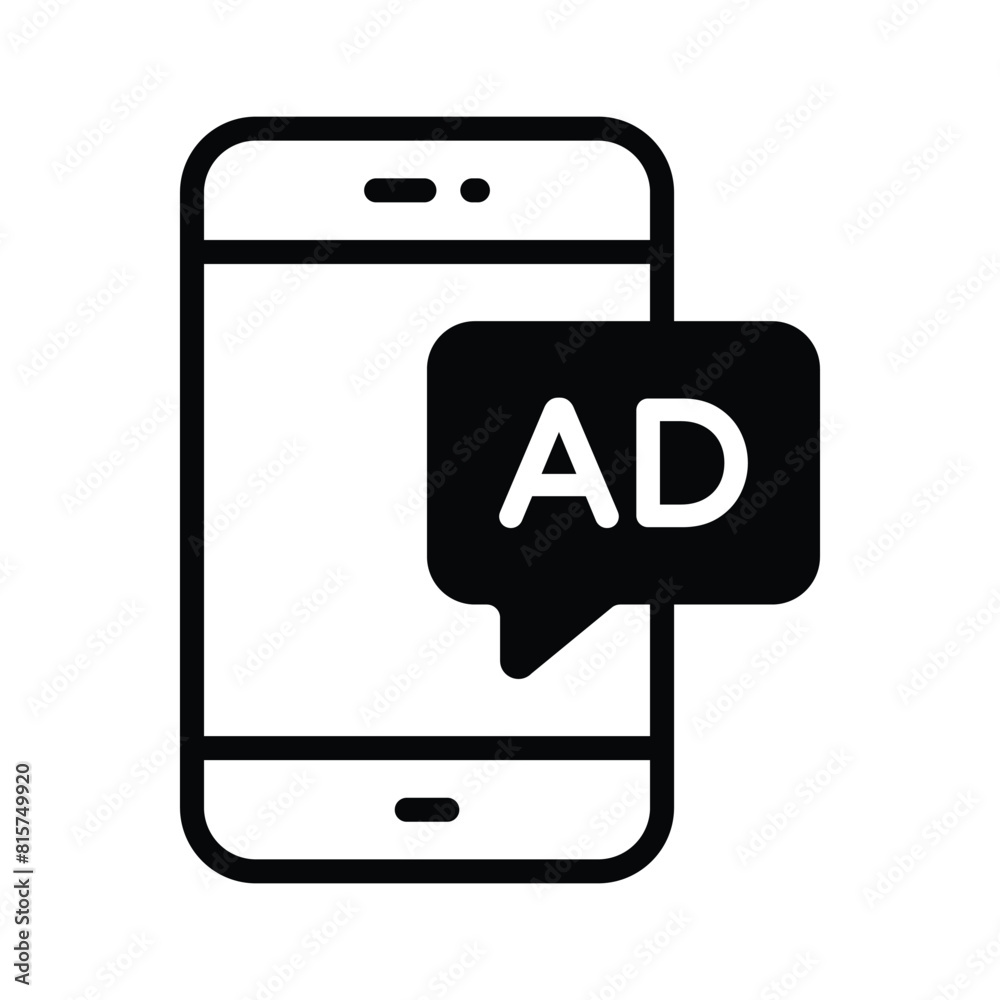 Premium vector of mobile advertisement, mobile ads ico Premium vector of mobile advertisement, mobile ads ico