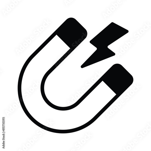 Physics magnet icon in flat style, scalable vector of attraction