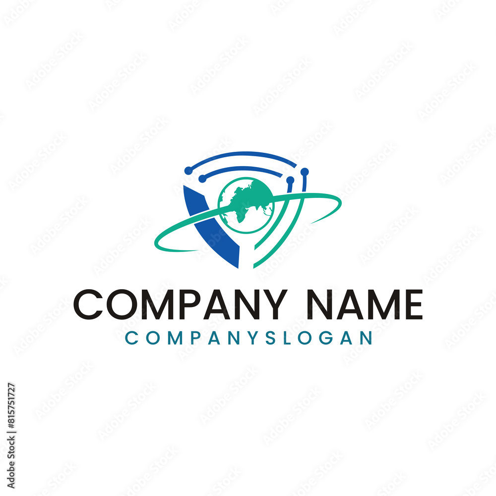 Obraz premium Glob shied logo design, vector logo design, illustration