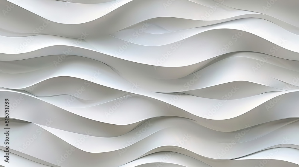 Obraz premium a white seamless pattern waves decorative panel, where delicate shadows dance across its surface, creating a tranquil ambiance in any space. SEAMLESS PATTERN