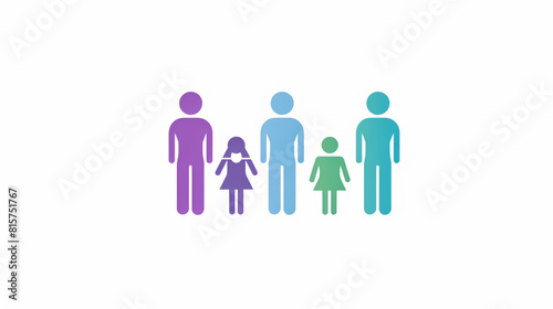 A family activity analysis icon with four colorful figures on a white background.