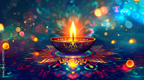 Banner for Indian holiday Diwali Festival of lights  photo