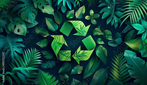 A creative design featuring the eco-friendly recycling symbol with green leaves and plants, promoting environmental sustainability for World Wildlife Day photo
