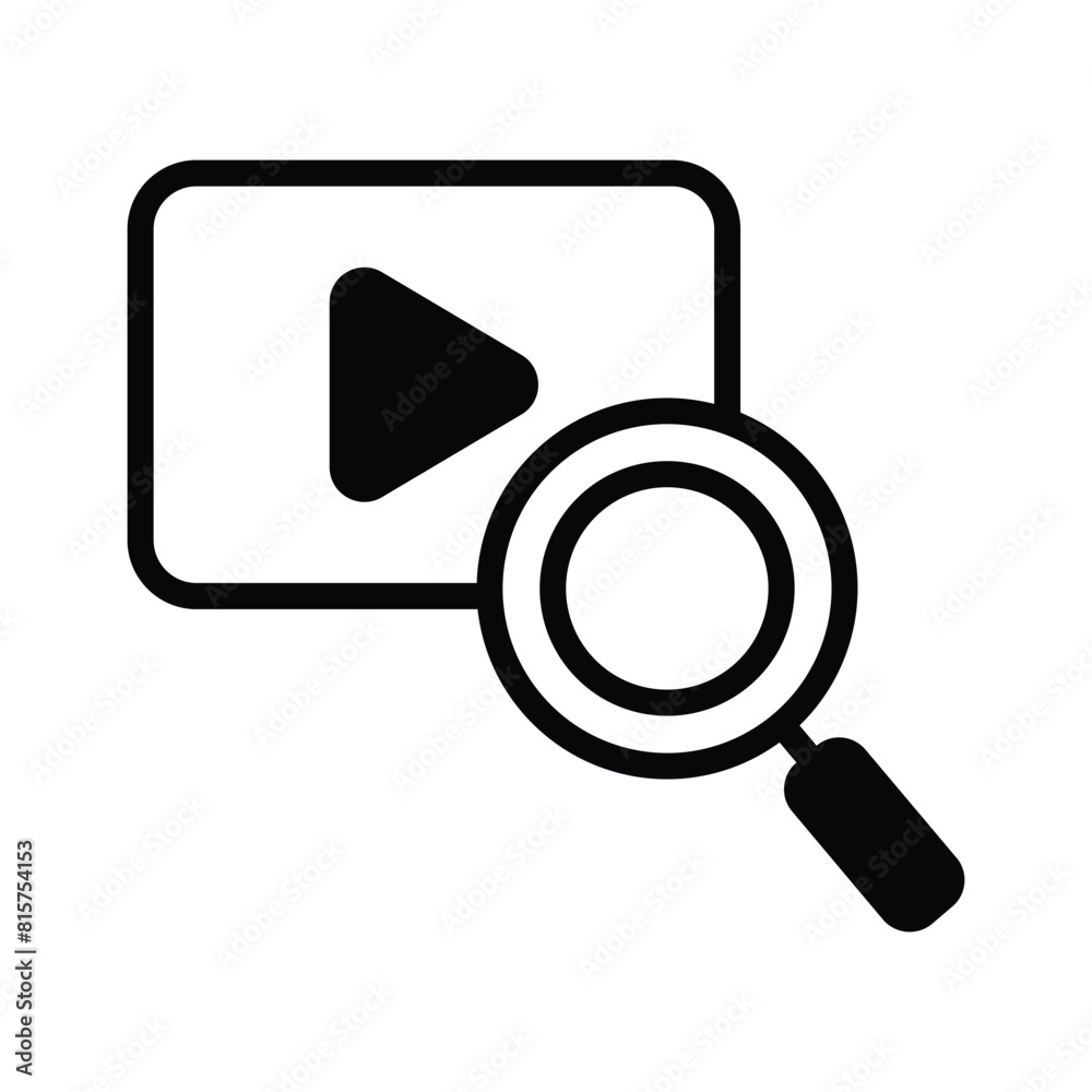Video player with magnifier, concept icon of video search Video player with magnifier, concept icon of video search