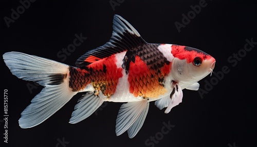 koi fish isolated on a black background closeup of photo