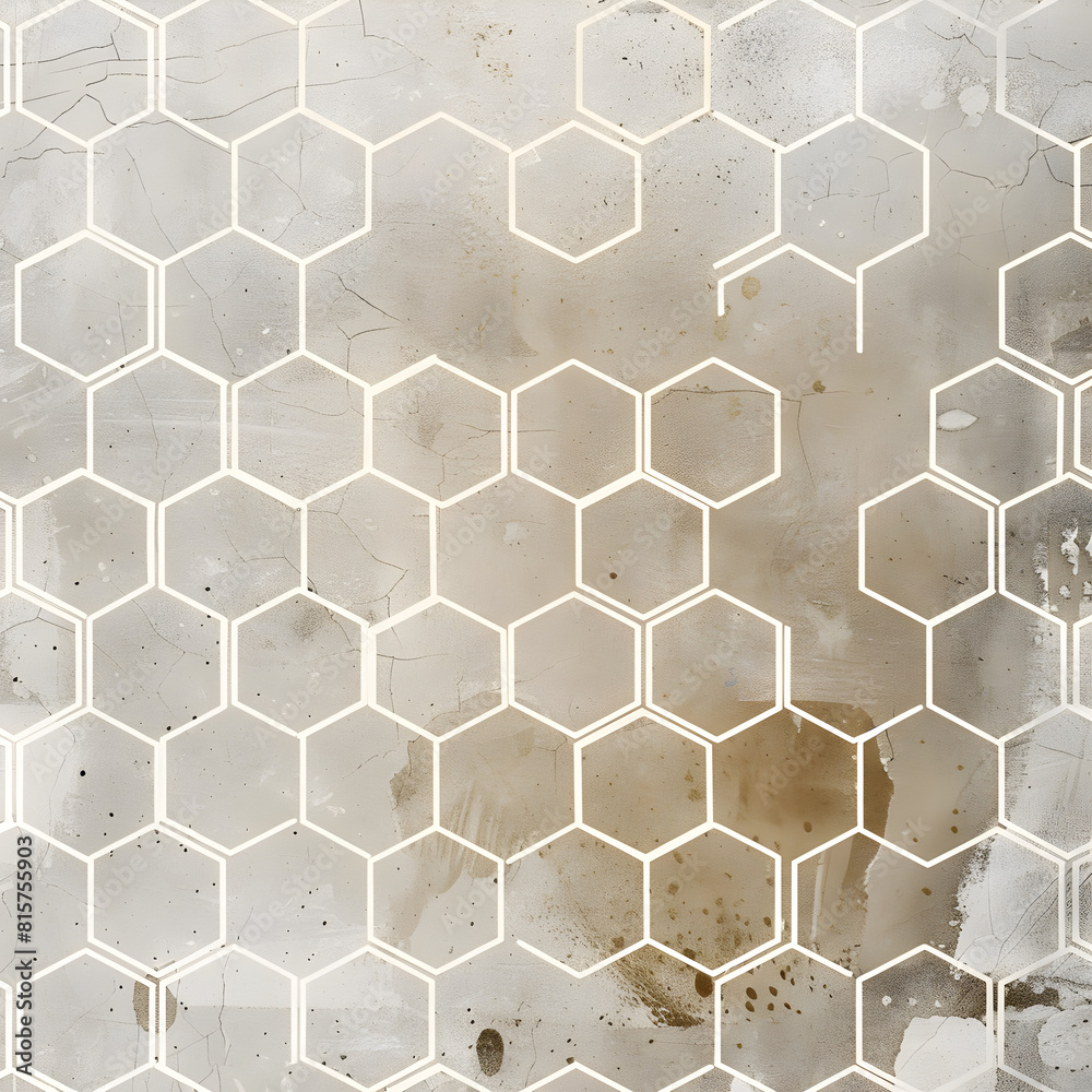 A faded honeycomb white line pattern with a soft appearance. A faded honeycomb white line pattern with a soft appearance.