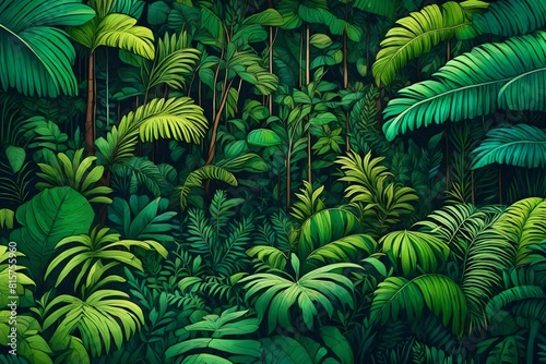 A lush tropical forest with a spectrum of green leaves and foliage -- ar 3 2 -- v 4   - Upscaling by  faizan
