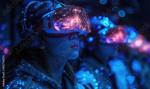 Wallpaper Mural People connected through virtual reality across the globe, digital earth, side view Torontodigital.ca