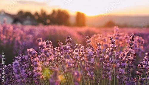 meadow of lavender on sunset