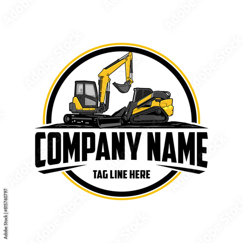 mini excavator,  Skid steer loader company  logo vector image