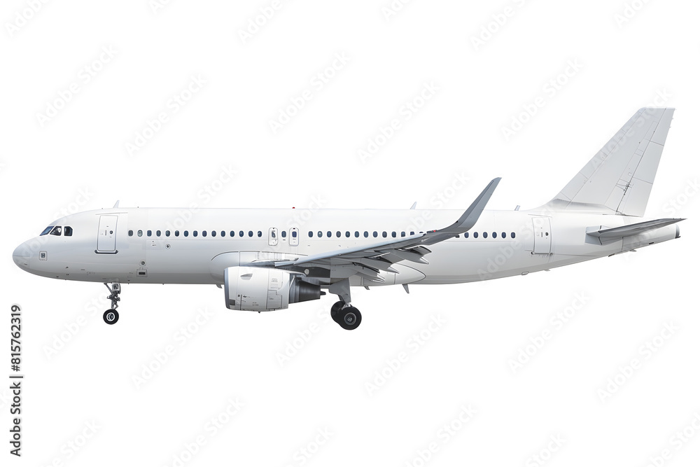 White Passenger airplane. Jet plane flying isolated on white background White Passenger airplane. Jet plane flying isolated on white background