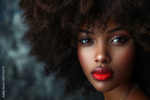 Captivating Beautiful african girl with curly head. Afro positive woman with fashion makeup. Generate Ai © anatolir