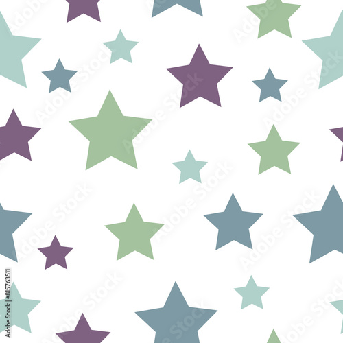 Designed for wallpaper, textile, wrapping, fabric. Hand drawn doodle elements in navy, pink and purple soft tones on white background. Festive Stars Wallpaper.