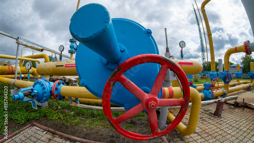 Gas processing station. Underground gas storage. Shut-off valves