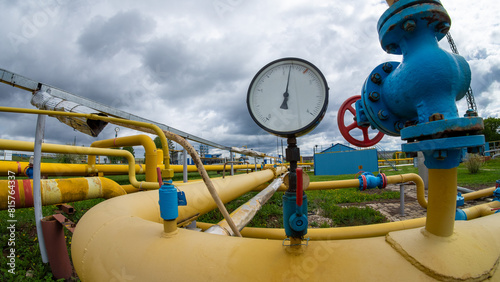 Gas processing station. Underground gas storage. Shut-off valves