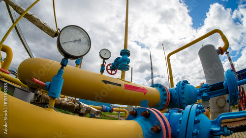 Gas processing station. Underground gas storage. Shut-off valves