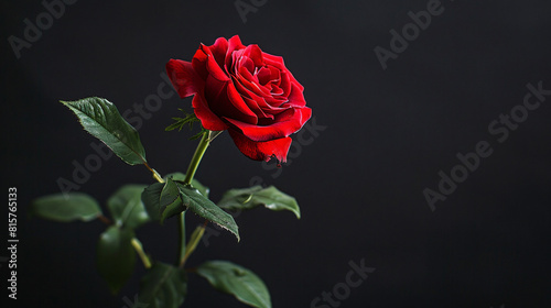 Beautiful red rose on black background