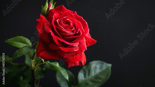 Beautiful red rose on black background