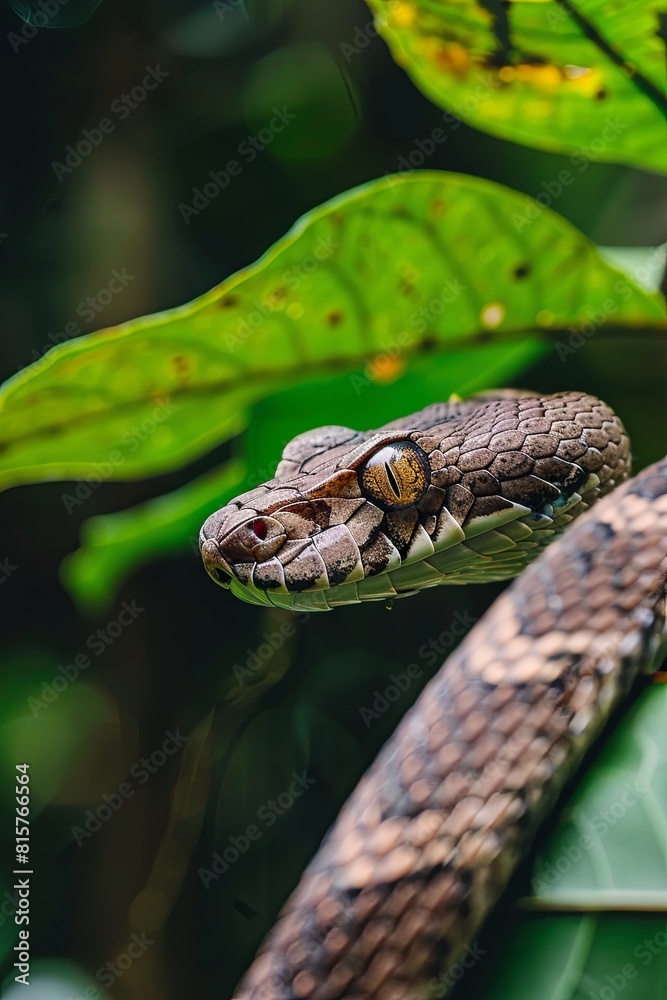 Resting boa constrictor in jungle foliage Resting boa constrictor in jungle foliage